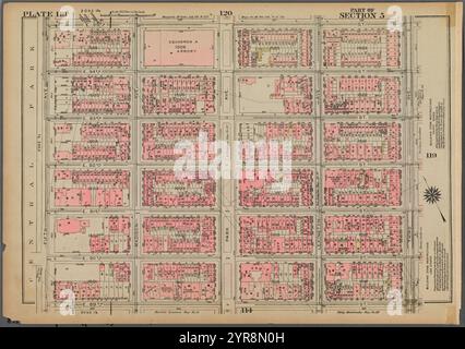 Begrenzt durch E. 95th Street, Third Avenue, E. 89th Street und (Central Park) Fifth Avenue, Plate 118, Teil von Section 5 1925 Stockfoto