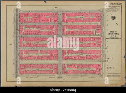 Plate 99, Teil der Abschnitte 4 & 7: [Begrenzt durch W. 100th Street, Central Park West, W. 95th Street und Amsterdam Avenue] 1930 Stockfoto