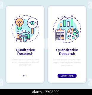 Datenrecherchen-Typen Onboarding Mobile App Bildschirm Stock Vektor