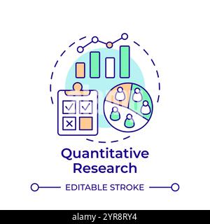 Symbol für mehrfarbiges Konzept der quantitativen Forschung Stock Vektor