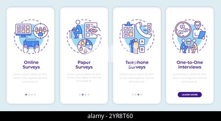 Umfragetypen Onboarding Mobile App Bildschirm Stock Vektor