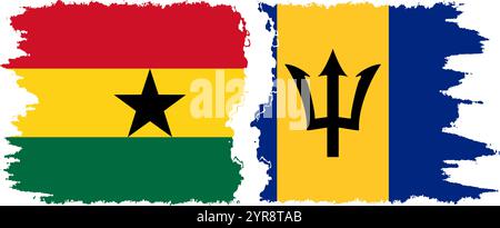 Barbados und Ghana Grunge Flags Verbindung, Vektor Stock Vektor