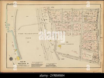 Platte 170, Teil von Abschnitt 8: [Begrenzt durch W. 178th Street, Broadway, W. 173rd Street, Haven Avenue, W. 177th Street und (Hudson River, Fort Washington Park) Riverside Drive] 1927 Stockfoto