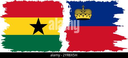 Liechtenstein und Ghana Grunge Flags Verbindung, Vektor Stock Vektor