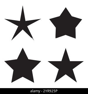 Sternsymbole. Verschiedene schwarze Formen. Auffälliges himmlisches Design. Abstrakter geometrischer Vektor. Stock Vektor