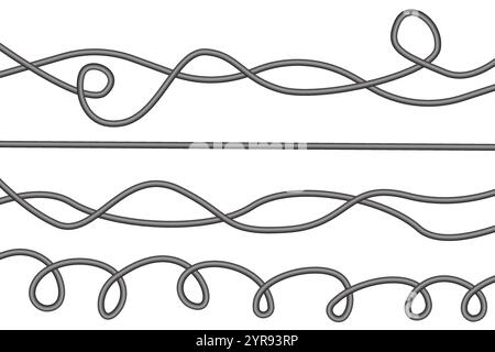 Wirbelndes Linienmuster. Abstraktes Schlaufendesign. Dekorative Wellenstruktur. Gekrümmter Bewegungsvektor. Stock Vektor