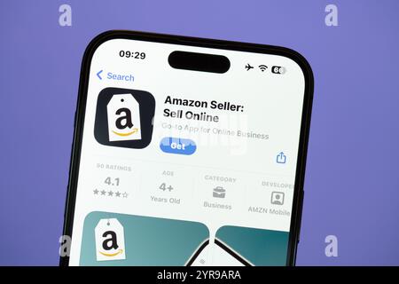 Ostersund, Schweden - 10. September 2024. Amazon Verkäufer-App auf einem Smartphone. Stockfoto