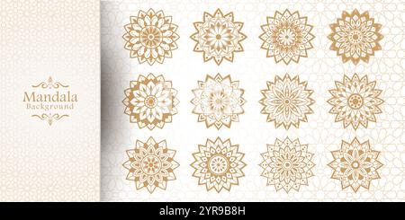 Luxuriöser Mandala-Hintergrund mit goldenem Arabesken-Muster im arabischen islamischen Stil Stock Vektor