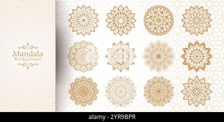 Luxuriöser Mandala-Hintergrund mit goldenem Arabesken-Muster im arabischen islamischen Stil Stock Vektor