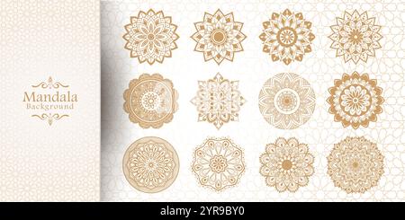 Luxuriöser Mandala-Hintergrund mit goldenem Arabesken-Muster im arabischen islamischen Stil Stock Vektor