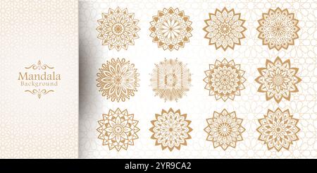 Luxuriöser Mandala-Hintergrund mit goldenem Arabesken-Muster im arabischen islamischen Stil Stock Vektor