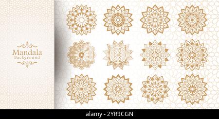 Luxuriöser Mandala-Hintergrund mit goldenem Arabesken-Muster im arabischen islamischen Stil Stock Vektor