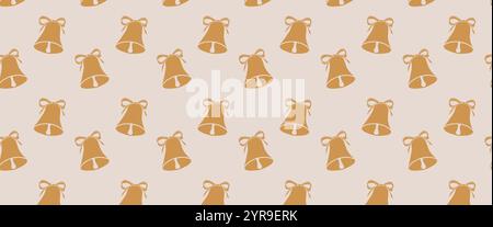 Nahtloses Weihnachtsmuster mit goldener Glocke Stock Vektor