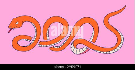 Frohes chinesisches Neujahr 2025. Jahr der Schlange buntes Comic-Feiertagsbanner Stock Vektor