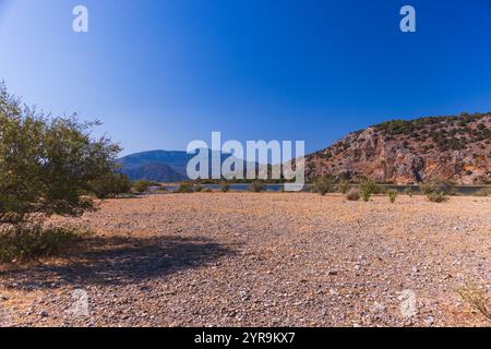 Landschaftsfotografie, aufgenommen an einem sonnigen Sommertag im Delta des Flusses Dalyan, Iztuzu Beach, Türkei Stockfoto