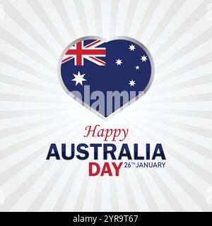 Happy Australia Day Vektor Illustration. 26. Januar. Urlaubskonzept. Vorlage für Hintergrund, Banner, Karte, Poster mit Textbeschriftung. Stock Vektor