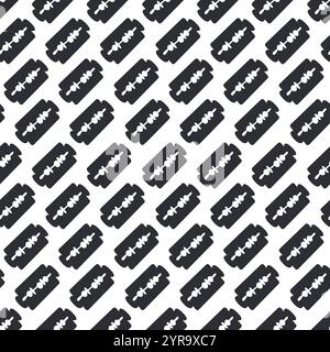 Nahtloses Muster mit Rasierklingen. Grafische Textur für Design, Tapeten. Barbershop-Konzept. Stock Vektor