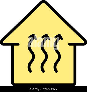 Symbol Bodenheizung. Symbol und Farbvektor für Hausheizung. HLK-Systemschild. Konzept für das Design der Benutzeroberfläche Ihrer Web-App für mobile Logos Stock Vektor