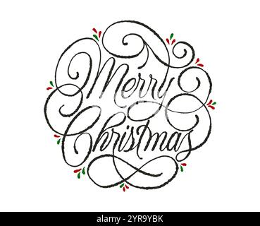 Frohe Weihnachten - Schriftvektor isoliert auf weißem Hintergrund Stock Vektor