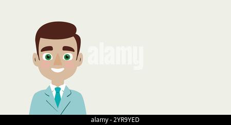 Avatar des Arztes. Der Mensch ist isoliert vor einem hellen Hintergrund mit leerem Kopierraum für Text oder Bilder. Stock Vektor