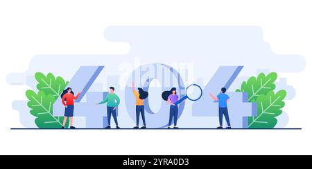 404 Fehler, Systemfehler, unterbrochene Seite, Seite nicht gefunden Konzept flache Illustration Vektorvorlage für Webdesign, Website Stock Vektor