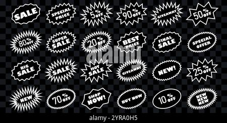 Set mit Preisschild oder Sonderangebot in verschiedenen Formen. Stock Vektor