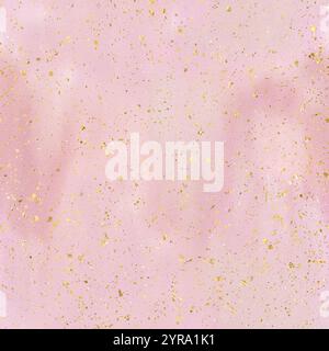 Nahtloses Aquarellmuster in sanften Rosa-Tönen mit goldenen Glitzerakzenten. Abstraktes Textildesign oder Banner im Hintergrund. Pastellhintergrund, perfekt für Mädchen und Prinzessinnen. Stockfoto