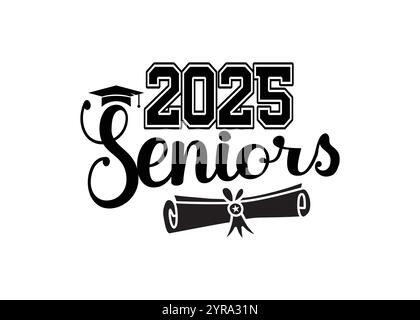 Schriftart 2025 für Grußkarten, Einladungskarten. Text für Abschlussdesign, Glückwunschveranstaltung, T-Shirt, Party, Highschool oder College-Abschluss Stock Vektor