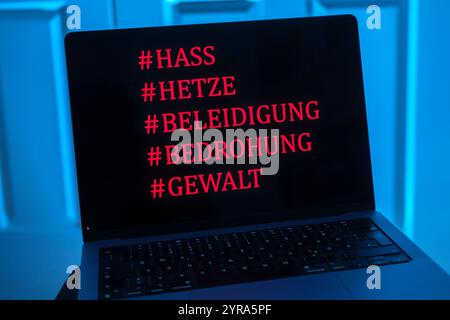 Symbolisches Foto zum Thema Hass, Hassrede und Beleidigung im Internet Stockfoto