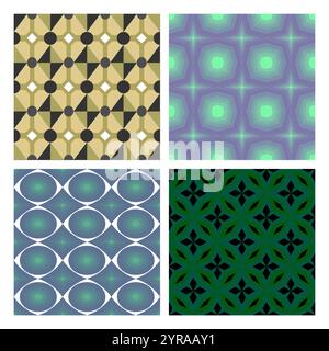 EINE SAMMLUNG GEOMETRISCHER ABSTRAKTER NAHTLOSER MUSTER Stock Vektor