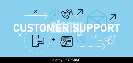 Web-Header-Symbolsatz für Kundensupport Sammlung Helpdesk-Helpdesk-Help-Center Callcenter Kundendienst Stock Vektor