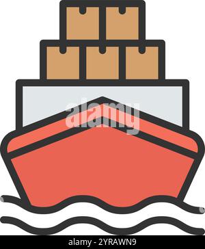Vektorbild des Symbols für Frachtschiffe. Geeignet für mobile Anwendungen, Webanwendungen und Printmedien. Stock Vektor