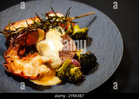 Surf- und Rasenfilet-Steak und Hummer Stockfoto