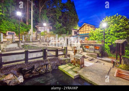 Nozawa Onsen, Japan historische Thermalbäder. Stockfoto