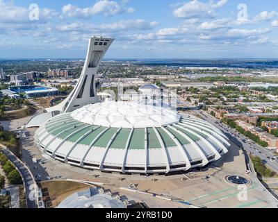 Aus der Vogelperspektive des Montreal Olympiastadions (The Big O). Montreal, Quebec, Kanada. Stockfoto