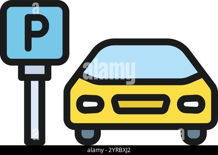 Vektorbild des Symbols Parken. Geeignet für mobile Anwendungen, Webanwendungen und Printmedien. Stock Vektor