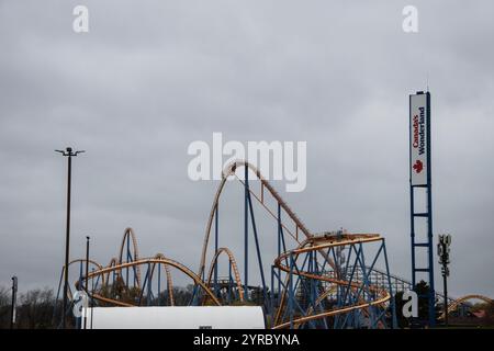 Eine Achterbahn im Canada's Wonderland in der Jane Street in Vaughan, Toronto, Ontario, Kanada Stockfoto