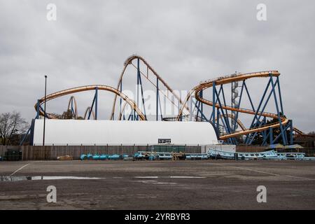 Eine Achterbahn im Canada's Wonderland in der Jane Street in Vaughan, Toronto, Ontario, Kanada Stockfoto