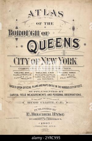 Atlas aus dem Stadtteil Queens. City of New York komplett in drei Bänden. Band 1, Vierter und fünfter Bezirk. Jamaika und Rockway, [Titelseite] 1907 Stockfoto