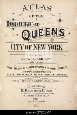 Atlas des Borough of Queens City of New York, Band 2, Long Island City First Ward. [Titelseite] 1907 - 1908 Stockfoto