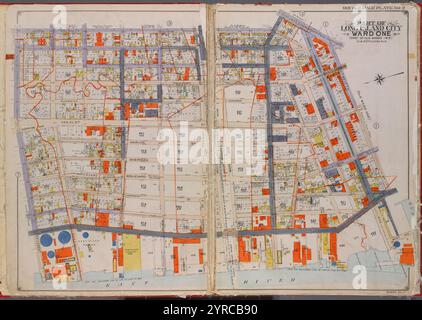 Queens, V. 2, Double Page Plate No. 2; Part of Long Island City, Ward 1; [Map Bounded by Prospect St., 12th St., East River, Webster Ave.] 1919 Stockfoto