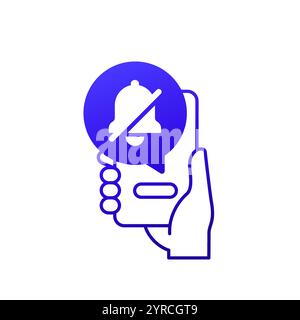 Symbol für Benachrichtigungen aus mit einem Telefon in der Hand Stock Vektor