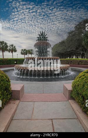 Pineapple Fountain im Waterfront Park in Charleston, SC Stockfoto