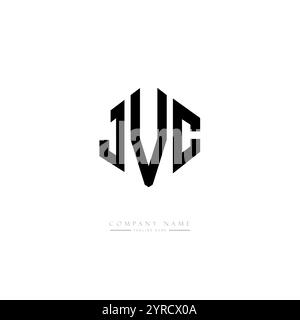 JVC-Letter-Logo mit Polygonform. JVC-Polygon- und würfelförmiges Logo. JVC-hexagonale Vektor-Logo-Vorlage weiß und schwarz. JVC monogr Stock Vektor