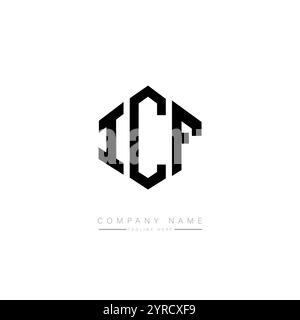 ICF-Letter-Logo mit Polygonform. ICF-Polygon- und würfelförmiges Logo. ICF-Hexagon-Vektor-Logo-Vorlage weiß und schwarz. ICF monogr Stock Vektor