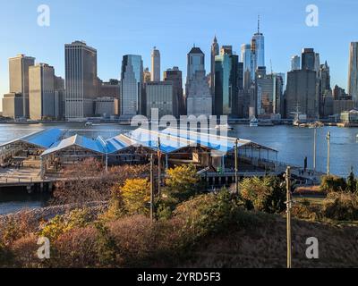 Blick auf die Skyline von New york von columbia Heights Stockfoto