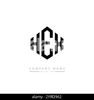 Logo mit SECHSKANTBUCHSTABEN und Polygonform. HEXADEZIMALES Polygon- und würfelförmiges Logo. SECHSKANT-Vektor-Logo-Vorlage weiß und schwarz. HEX monogr Stock Vektor