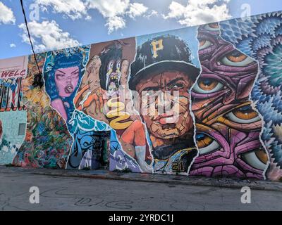 Bunte Street Art in Miami Wynwood Stockfoto