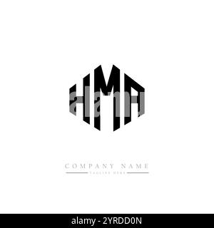 HMA Letter-Logo mit Polygonform. HMA-Polygon- und würfelförmiges Logo. HMA-Hexagon-Vektor-Logo-Vorlage weiß und schwarz. HMA monogr Stock Vektor