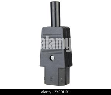 Schwarzer Netzstecker mit C13-Buchse Stockfoto